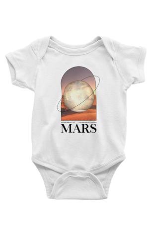 Mars Gezegeni Baskılı Beyaz Bebek Body - Zıbın