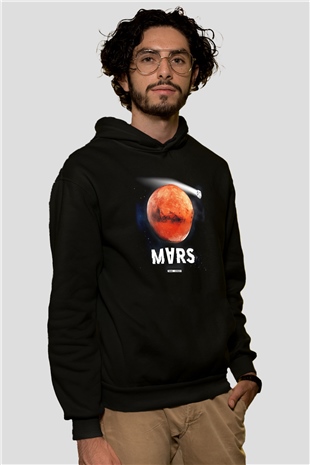 Mars Siyah Unisex Hoodie
