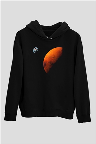 Mars Siyah Unisex Hoodie
