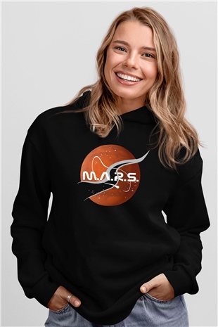 Mars Siyah Unisex Hoodie