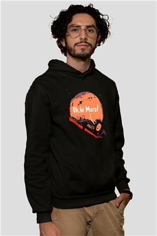 Mars Siyah Unisex Hoodie