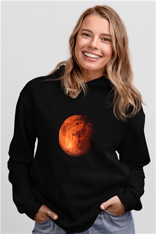 Mars Siyah Unisex Hoodie
