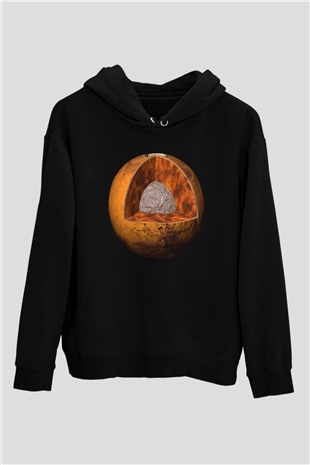 Mars Siyah Unisex Hoodie