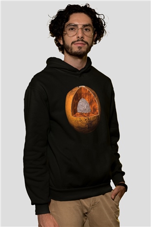 Mars Siyah Unisex Hoodie