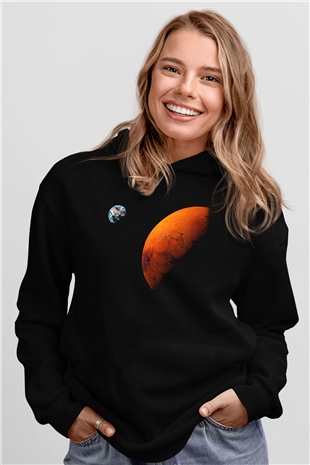 Mars Siyah Unisex Hoodie