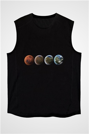 Mars Siyah Unisex Kolsuz Tişört