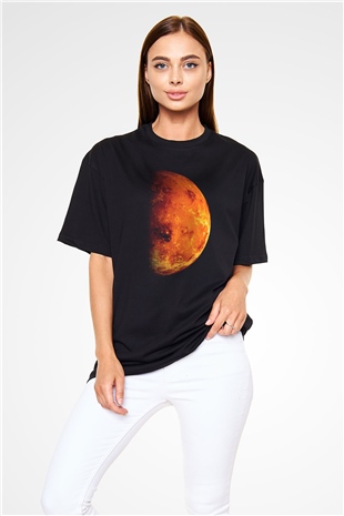 Mars Siyah Unisex Oversize Tişört T-Shirt