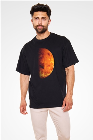 Mars Siyah Unisex Oversize Tişört T-Shirt