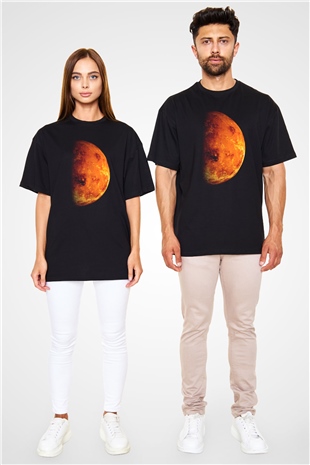 Mars Siyah Unisex Oversize Tişört T-Shirt