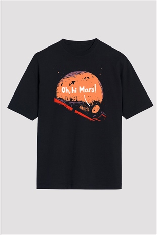 Mars Siyah Unisex Oversize Tişört T-Shirt