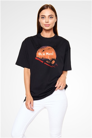 Mars Siyah Unisex Oversize Tişört T-Shirt