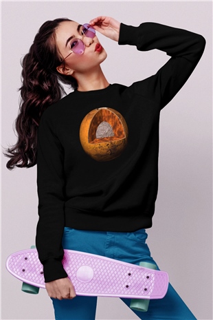 Mars Siyah Unisex Sweatshirt
