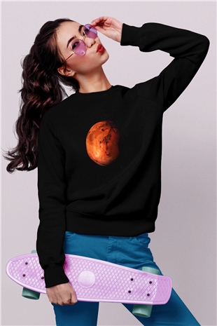 Mars Siyah Unisex Sweatshirt