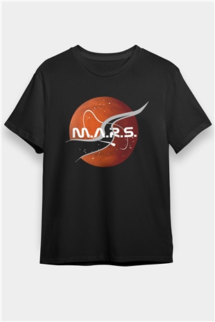 Mars Siyah Unisex Tişört T-Shirt - TişörtFabrikası