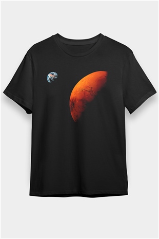 Mars Siyah Unisex Tişört T-Shirt - TişörtFabrikası