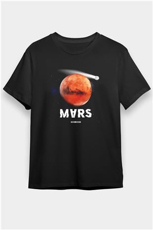 Mars Siyah Unisex Tişört T-Shirt - TişörtFabrikası
