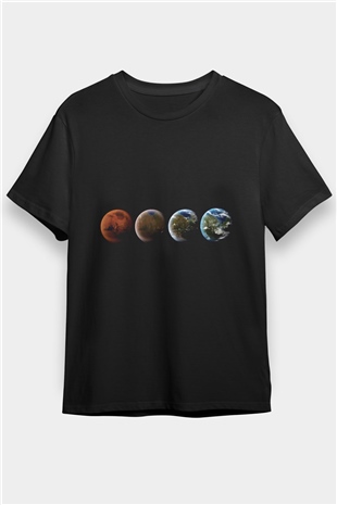 Mars Siyah Unisex Tişört T-Shirt - TişörtFabrikası