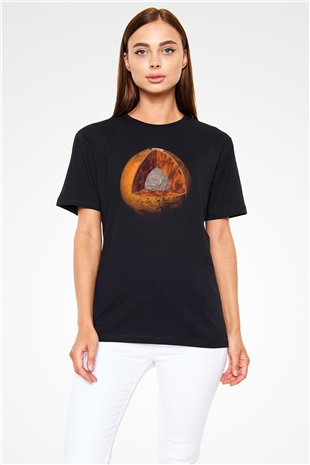 Mars Siyah Unisex Tişört T-Shirt - TişörtFabrikası