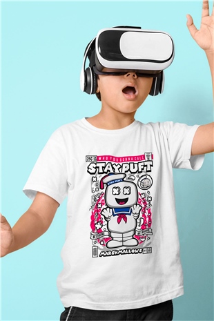 Marshmallow Baskılı Unisex Beyaz Çocuk Tişört