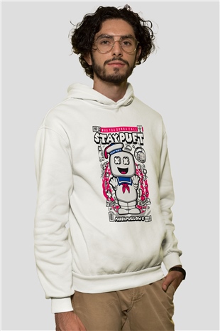 Marshmallow Baskılı Unisex Beyaz Hoodie