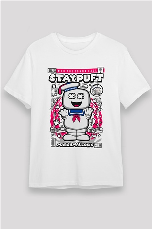 Marshmallow Baskılı Unisex Beyaz Tişört