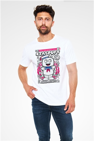 Marshmallow Baskılı Unisex Beyaz Tişört