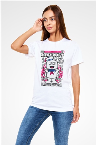 Marshmallow Baskılı Unisex Beyaz Tişört
