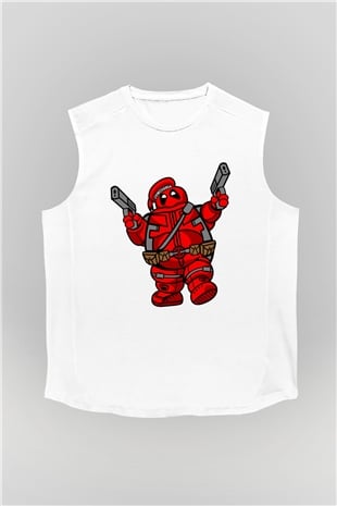 Marshmallow Merc Baskılı Beyaz Unisex Kolsuz Tişört