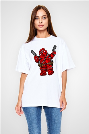 Marshmallow Merc Baskılı Beyaz Unisex Oversize Tişört