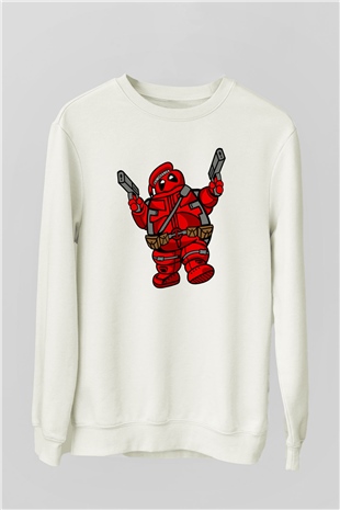 Marshmallow Merc Baskılı Beyaz Unisex Sweatshirt