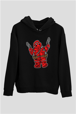 Marshmallow Merc Baskılı Siyah Unisex Hoodie