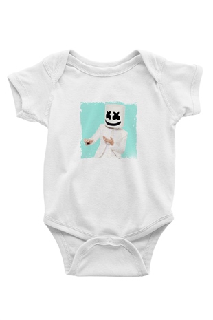 Marshmello Baskılı Beyaz Bebek Body - Zıbın