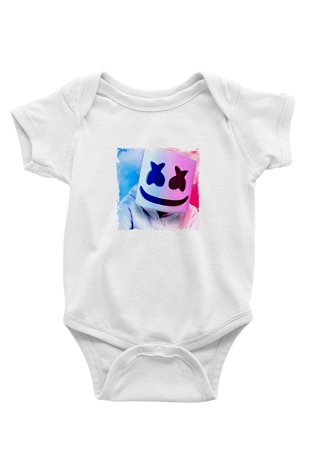 Marshmello Baskılı Beyaz Bebek Body - Zıbın