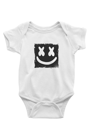 Marshmello Baskılı Beyaz Bebek Body - Zıbın