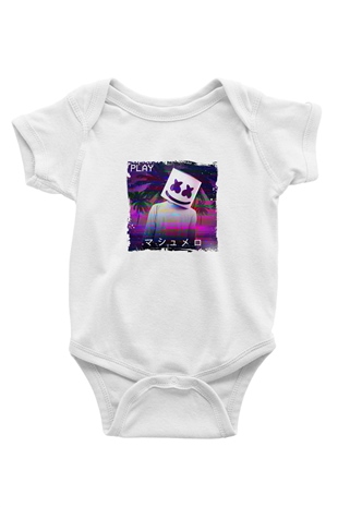 Marshmello Baskılı Beyaz Bebek Body - Zıbın