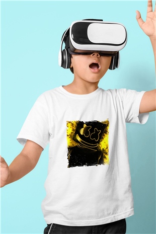 Marshmello Baskılı Beyaz Çocuk Tişört