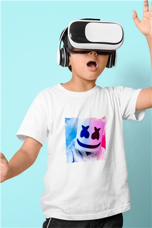 Marshmello Baskılı Beyaz Çocuk Tişört