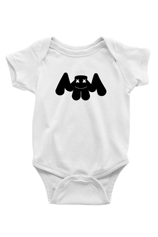 Marshmello Baskılı Beyaz Unisex Bebek Body - Zıbın