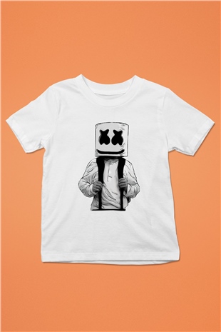 Marshmello Baskılı Beyaz Unisex Çocuk Tişört