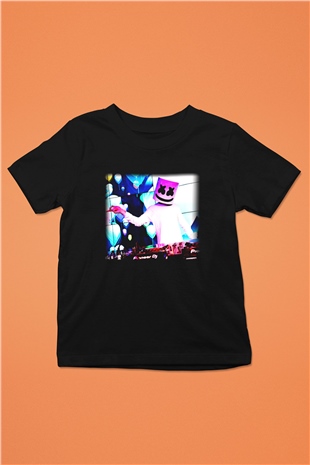 Marshmello Baskılı Siyah Unisex Çocuk Tişört