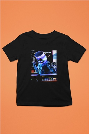 Marshmello Baskılı Siyah Unisex Çocuk Tişört