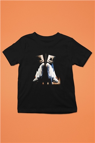 Marshmello Baskılı Siyah Unisex Çocuk Tişört
