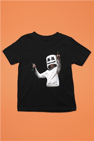 Marshmello Baskılı Siyah Unisex Çocuk Tişört