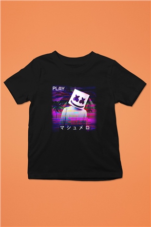 Marshmello Baskılı Siyah Unisex Çocuk Tişört