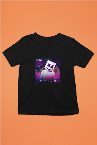 Marshmello Baskılı Unisex Siyah Çocuk Tişört