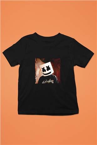 Marshmello Baskılı Unisex Siyah Çocuk Tişört