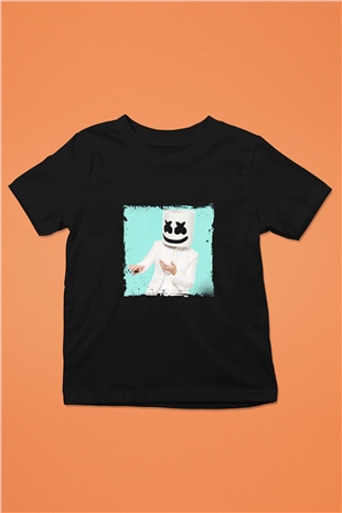 Marshmello Baskılı Unisex Siyah Çocuk Tişört
