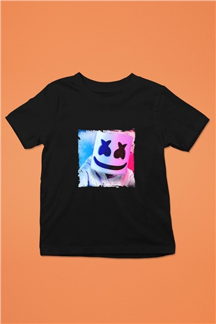 Marshmello Baskılı Unisex Siyah Çocuk Tişört