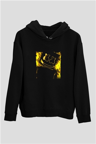 Marshmello Baskılı Unisex Siyah Hoodie