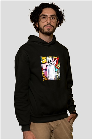 Marshmello Baskılı Unisex Siyah Hoodie